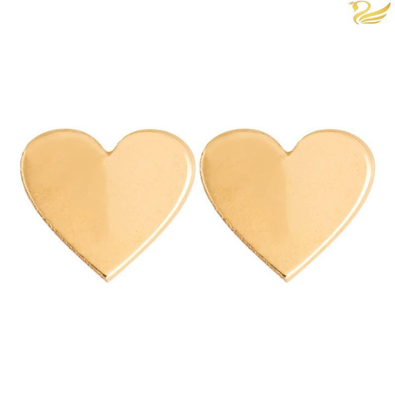 گوشواره طلا 18 عیار زنانه قو طلایی طرح قلب ساده