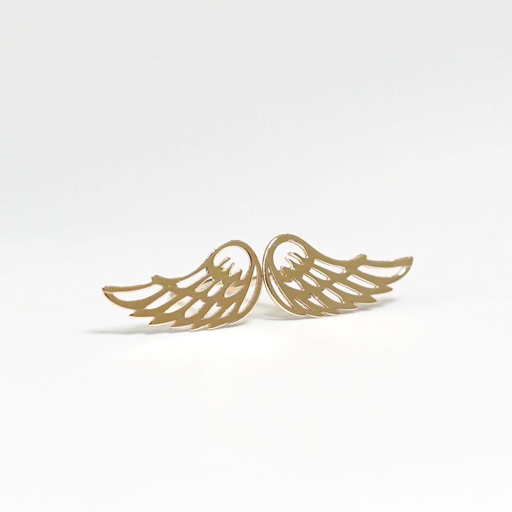 گوشواره طلا 18 عیار زنانه قو طلایی طرح بال فرشته