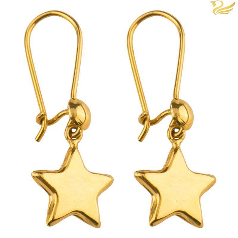 گوشواره طلا 18عیار آویز ستاره ریخته