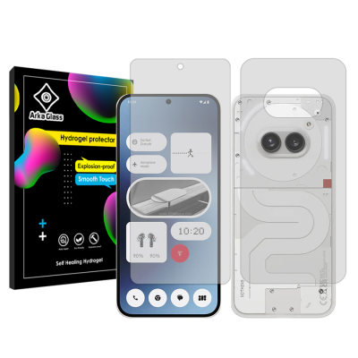 محافظ صفحه نمایش شفاف گوشی ناتینگ فون 2a  آرکا گلس مدل Tough به همراه محافظ پشت گوشی