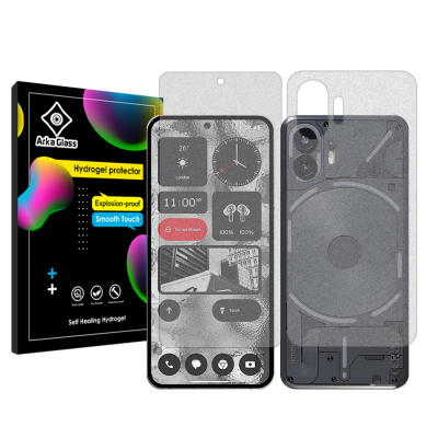 محافظ صفحه نمایش مات گوشی ناتینگ فون 2 آرکا گلس مدل Tough به همراه محافظ پشت گوشی