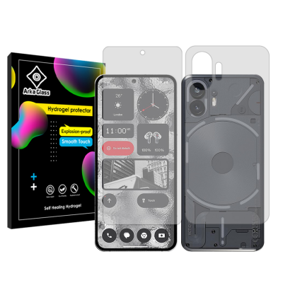 محافظ صفحه نمایش شفاف گوشی ناتینگ فون 2 آرکا گلس مدل Tough به همراه محافظ پشت گوشی