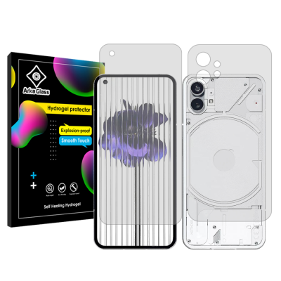 محافظ صفحه نمایش شفاف گوشی ناتینگ فون 1 آرکا گلس مدل Tough به همراه محافظ پشت گوشی