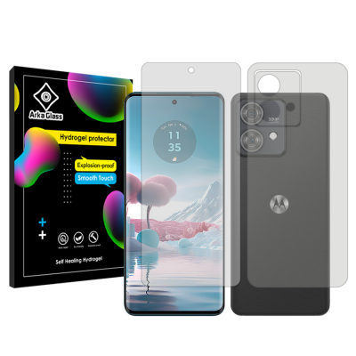 محافظ صفحه نمایش شفاف گوشی موتورولا Edge 40 Neo  آرکا گلس مدل Tough به همراه محافظ پشت گوشی محافظ صفحه نمایش شفاف گوشی موتورولا Edge 40 Neo  آرکا گلس مدل Tough به همراه محافظ پشت گوشی