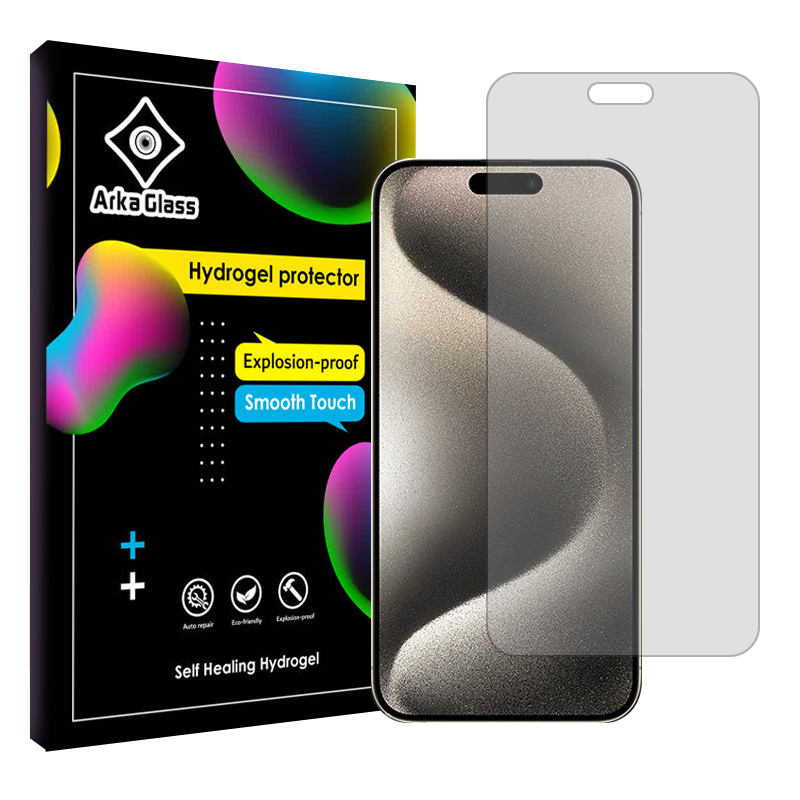 محافظ صفحه نمایش شفاف گوشی اپل iPhone 15 Pro Max آرکا گلس مدل Tough