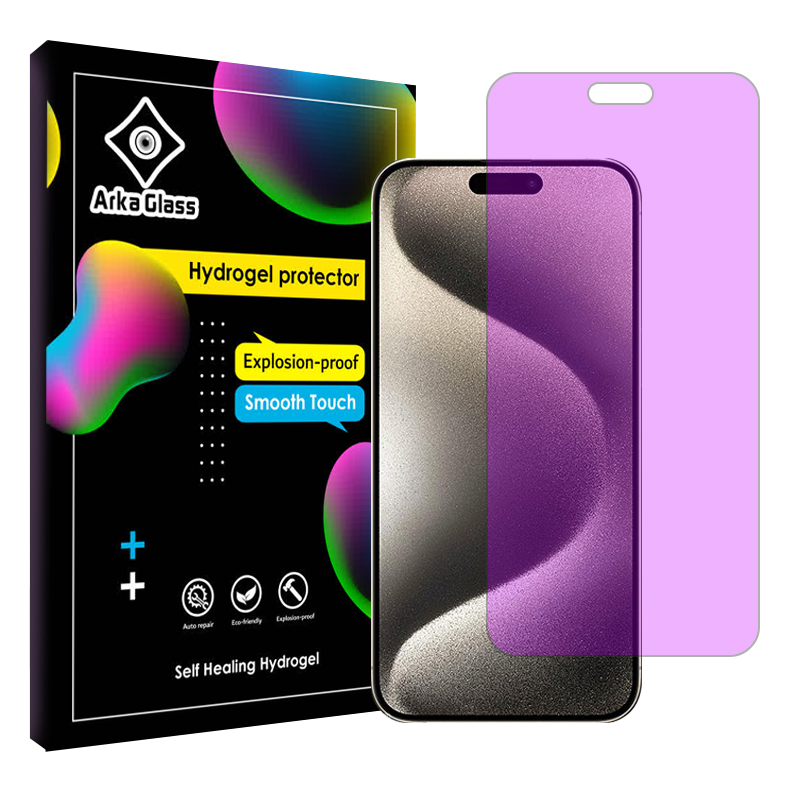 محافظ صفحه نمایش ضد اشعه بنفش گوشی اپل iPhone 15 Pro Max آرکا گلس مدل Tough