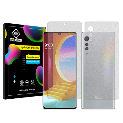 محافظ صفحه نمایش مات گوشی ال جی Velvet آرکا گلس مدل Tough به همراه محافظ پشت گوشی