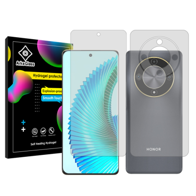 محافظ صفحه نمایش شفاف گوشی آنر X9b آرکا گلس مدل Tough به همراه محافظ پشت گوشی