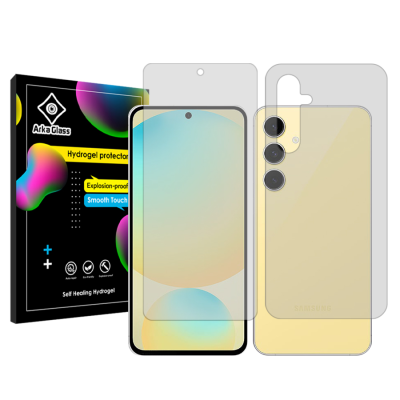 محافظ صفحه نمایش شفاف گوشی سامسونگ Galaxy S24 FE آرکا گلس مدل Tough به همراه محافظ پشت گوشی