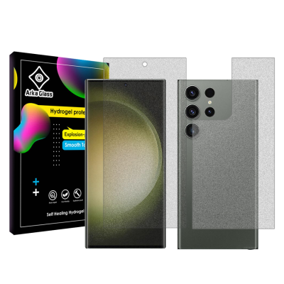 محافظ صفحه نمایش مات گوشی سامسونگ Galaxy S23 Ultra آرکا گلس مدل Toughبه همراه محافظ پشت گوشی