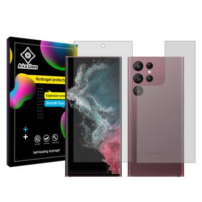 محافظ صفحه نمایش شفاف گوشی سامسونگ Galaxy S22 Ultra 5G آرکا گلس مدل Tough به همراه محافظ پشت گوشی
