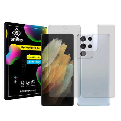 محافظ صفحه نمایش شفاف گوشی سامسونگ Galaxy S21 Ultra 5G آرکا گلس مدل Tough به همراه محافظ پشت گوشی