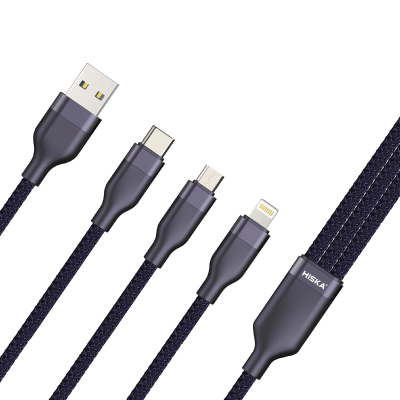 کابل لایتنینگ - MicroUSB و تایپ سی هیسکا مدل LX-32 طول 1.2 متر
