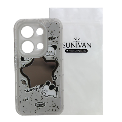 کاور گوشی  شیائومی Redmi Note 13 Pro 4G سانیوان مدل آینه ای طرح فانتزی سگ TEDDY