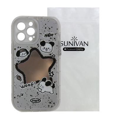 کاور گوشی موبایل اپل iPhone 13 Pro Max سانیوان مدل آینه ای طرح فانتزی سگ