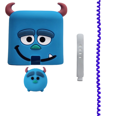 محافظ کابل شارژ مدل فانتزی طرح سالیوان به همراه محافظ شارژ دیواری مجموعه 4 عددی