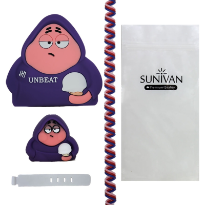 محافظ کابل شارژ سانیوان طرح عروسکی فانتزی پاتریک به همراه محافظ شارژر دیواری مجموعه 4 عددی