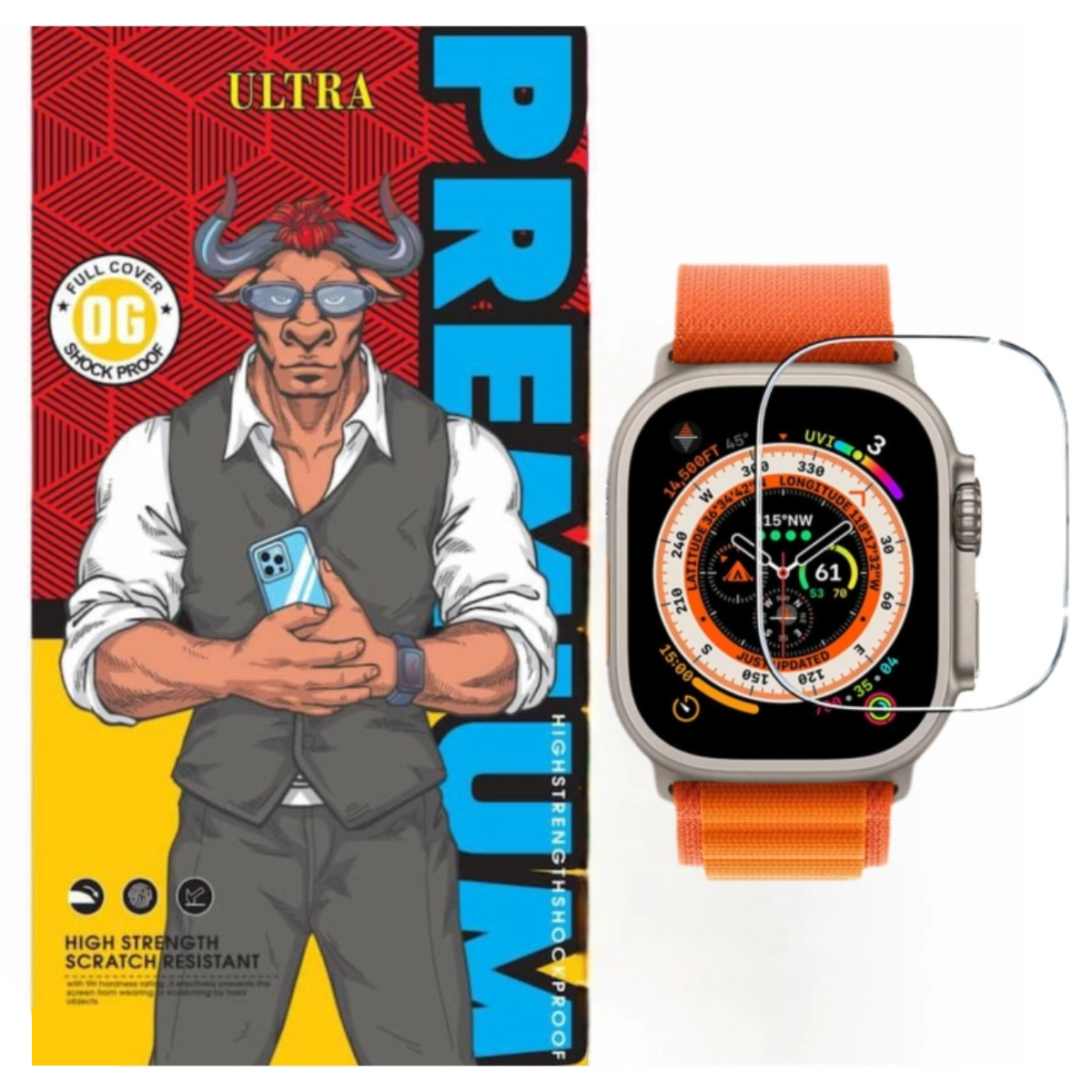 گلس اپل واچ Ultra 2 اولترا مدل FULL GLUE