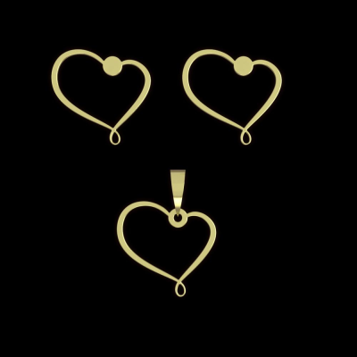 نیم ست طلا 18 عیار مدوپد مدل قلب کد NA17787