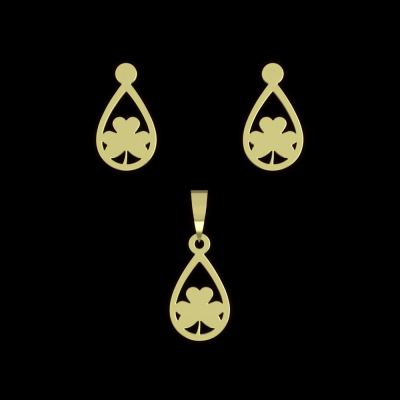 نیم ست طلا 18 عیار مدوپد مدل گل کد NA10665