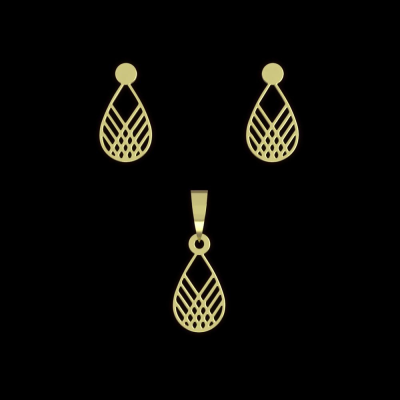 نیم ست طلا 18 عیار مدوپد مدل هندسی کد NA13577