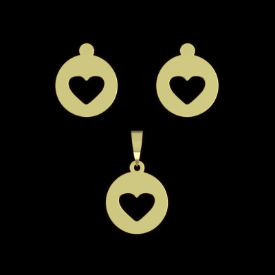 نیم ست طلا 18 عیار مدوپد مدل قلب کد NA10730