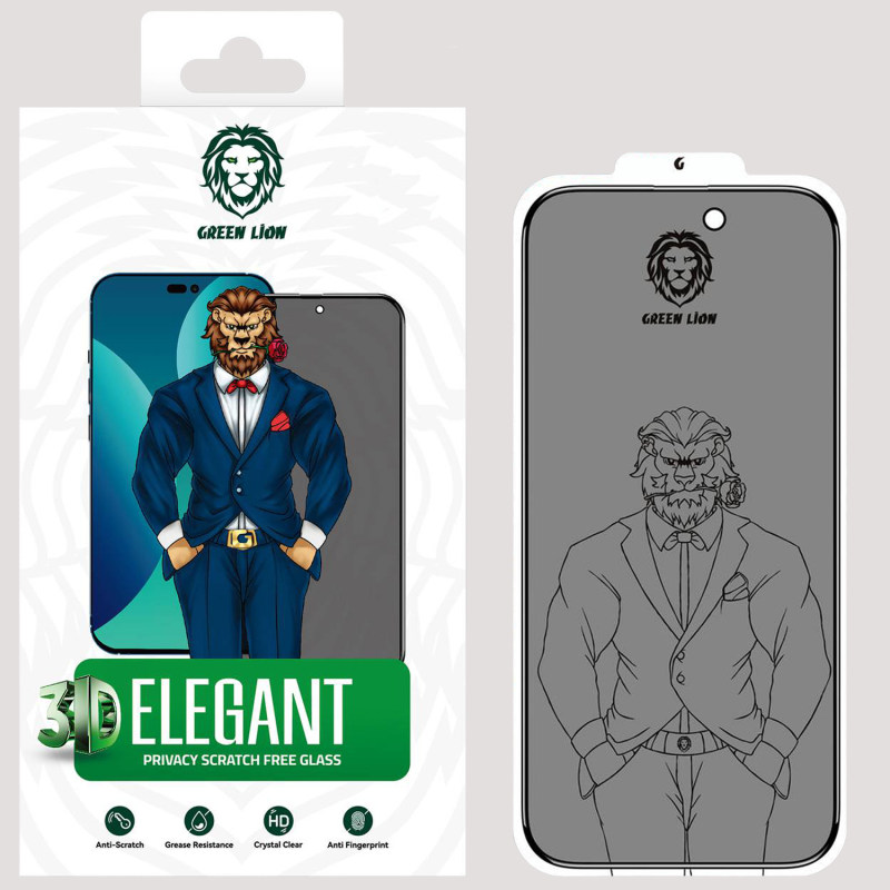 گلس گوشی اپل iPhone 14 Pro Max گرین حریم شخصی مدل 3D Elegant Privacy