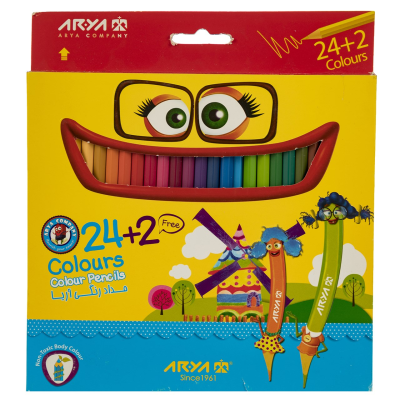 مداد رنگی 2+24 رنگ آریا مدل 3017 مداد رنگی 2+24 رنگ آریا مدل 3017