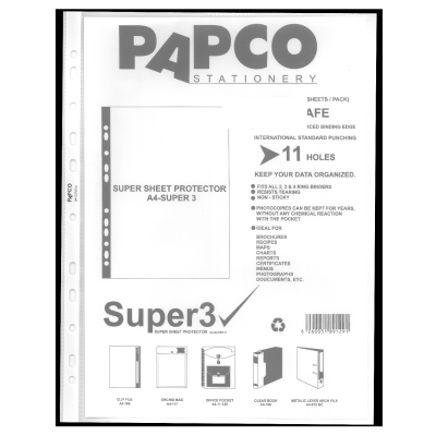 کاور کاغذ A4 پاپکو مدل Super 3 بسته 100 عددی