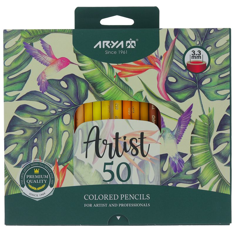 مداد رنگی 50 رنگ آریا مدل آرتیست طرح گل برگ مداد رنگی 50 رنگ آریا مدل آرتیست طرح گل برگ