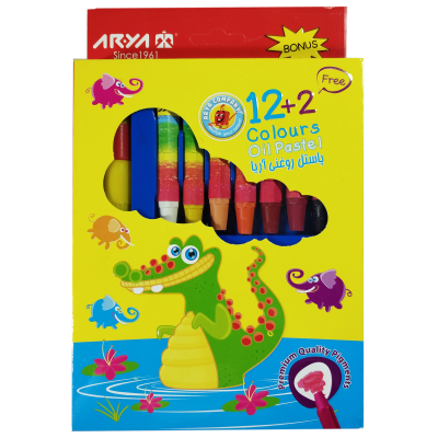 پاستل روغنی 2+12 رنگ آریا کد 2027 Mr. Croc پاستل روغنی 2+12 رنگ آریا کد 2027 Mr. Croc