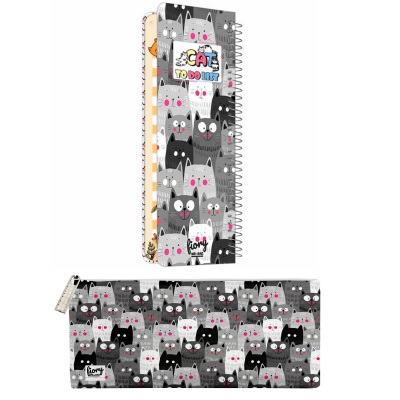 دفترچه یادداشت مستر راد مدل to do list طرح گربه های فانتزی کد fiory 2110 به همراه جامدادی