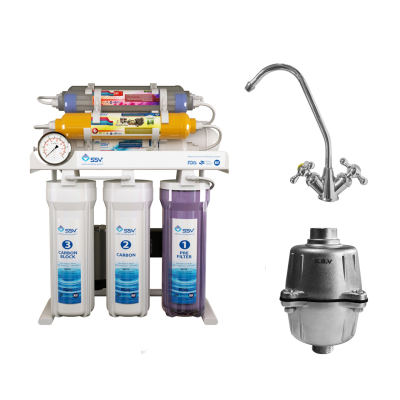 دستگاه تصفیه کننده آب اس اس وی مدل MaxTec 2W X1000 به همراه شیر تصفیه آب و فیلتر دوش حمام