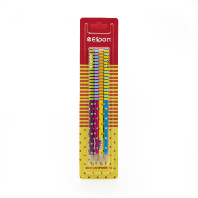 مداد مشکی الیپون طرح POLKA کد 8101640 بسته 4 عددی