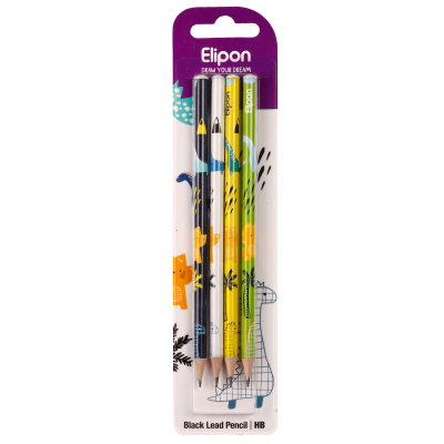 مداد مشکی الیپون مدل فانتزی گرد بسته 4 عددی مداد مشکی الیپون مدل فانتزی گرد کد 8101340 بسته 4 عددی