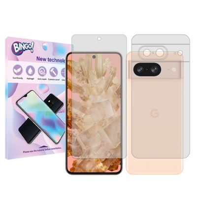 محافظ صفحه نمایش گوشی گوگل Pixel 8 شفاف بینگو مدل Tough به همراه محافظ پشت گوشی