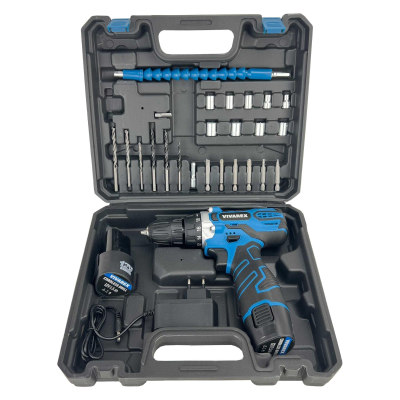 دریل پیچ گوشتی شارژی ویوارکس مدل VR12V-2A-BLUE مجموعه 28 عددی