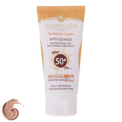 کرم ضد آفتاب رنگی سان سیف SPF 50 مدل Viti-Sense-02 مناسب پوست های حساس حجم 50 میلی لیتر