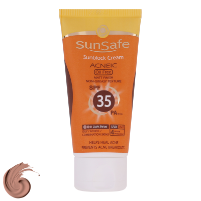 کرم ضدآفتاب و آنتی آکنه رنگی سان سیف مدل SPF35 مناسب پوست های چرب حجم 50 میلی لیتر کرم ضدآفتاب و آنتی آکنه رنگی سان سیف مدل SPF35 مناسب پوست های چرب حجم 50 میلی لیتر