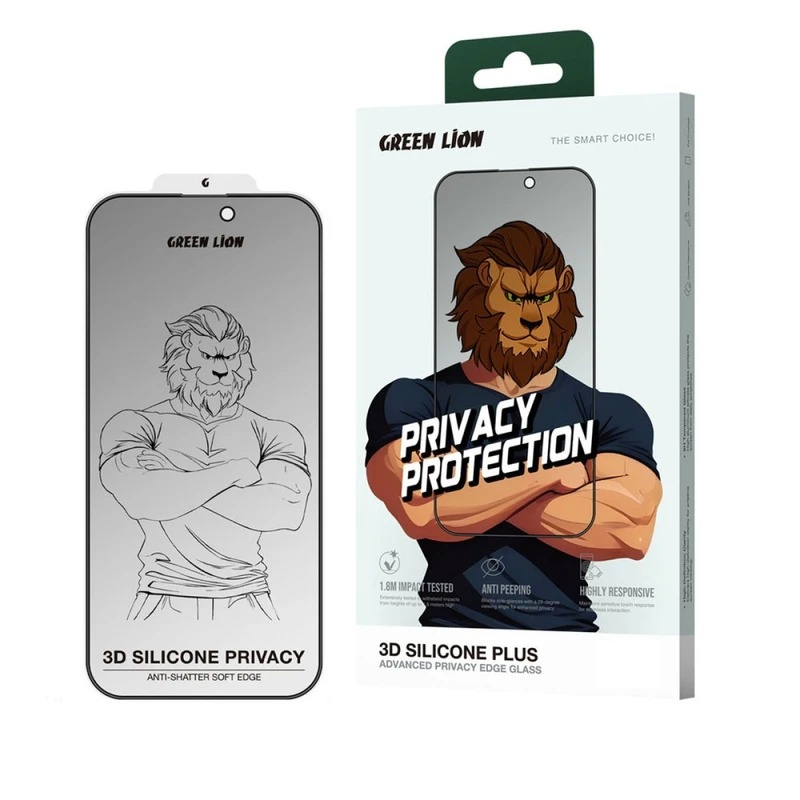 محافظ صفحه نمایش حریم شخصی گوشی اپل iPhone 17 Pro Max گرین لاین مدل 3D Silicone Plus Privacy