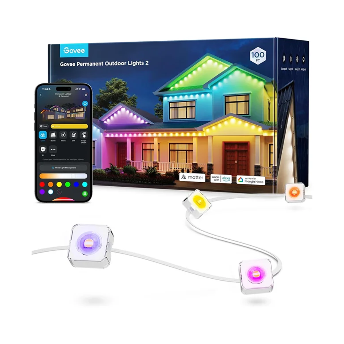 ریسه هوشمند فضای باز گووی مدل Permanent Outdoor Lights 2 H705E طول 30 متر