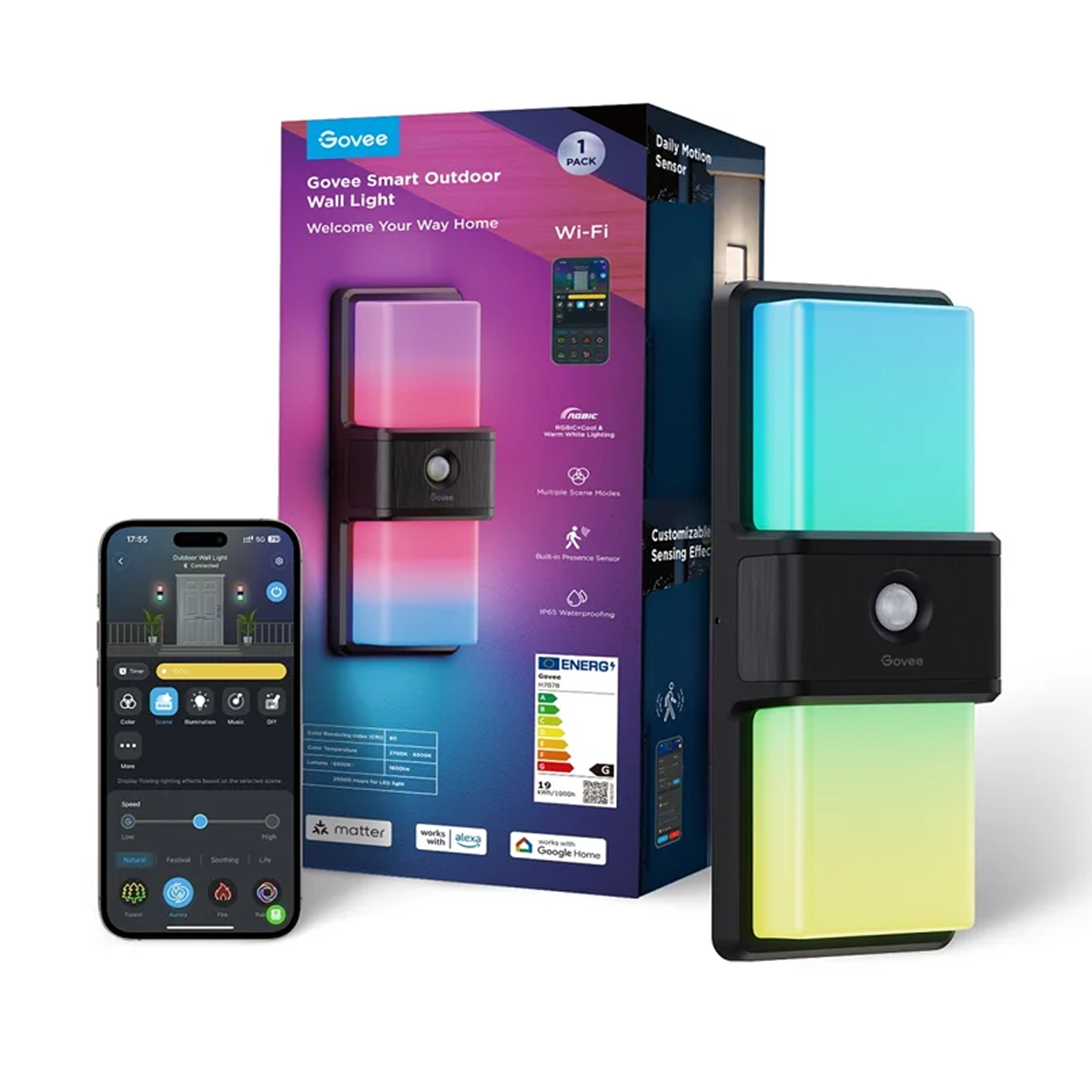 چراغ هوشمند گووی مدل Smart Outdoor Wall light H7078-small-image