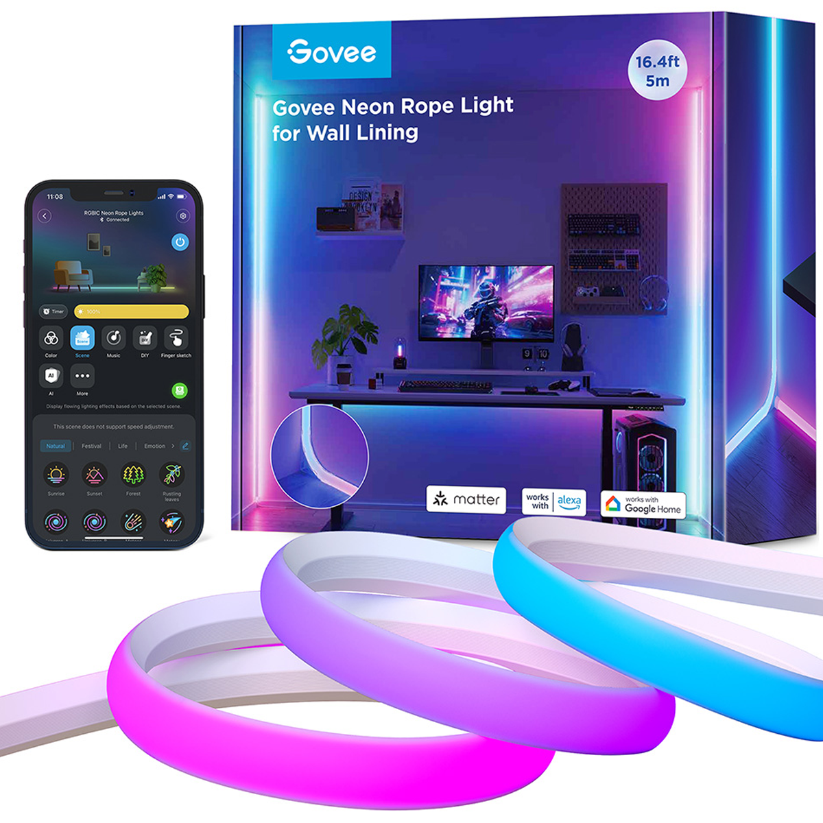 ریسه هوشمند نئون فلکسی گووی مدل H6641 طول 5 متر-small-image