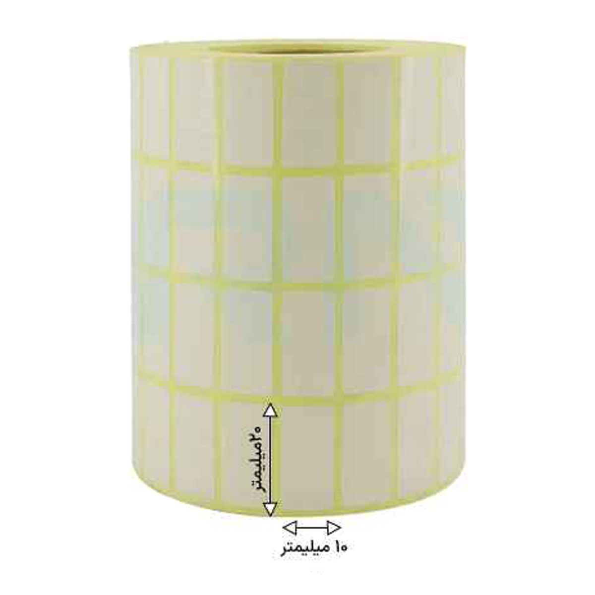 رول 10000 تایی لیبل کاغذی چهار ردیفه 10x20 رول 10000 تایی لیبل کاغذی چهار ردیفه 10x20