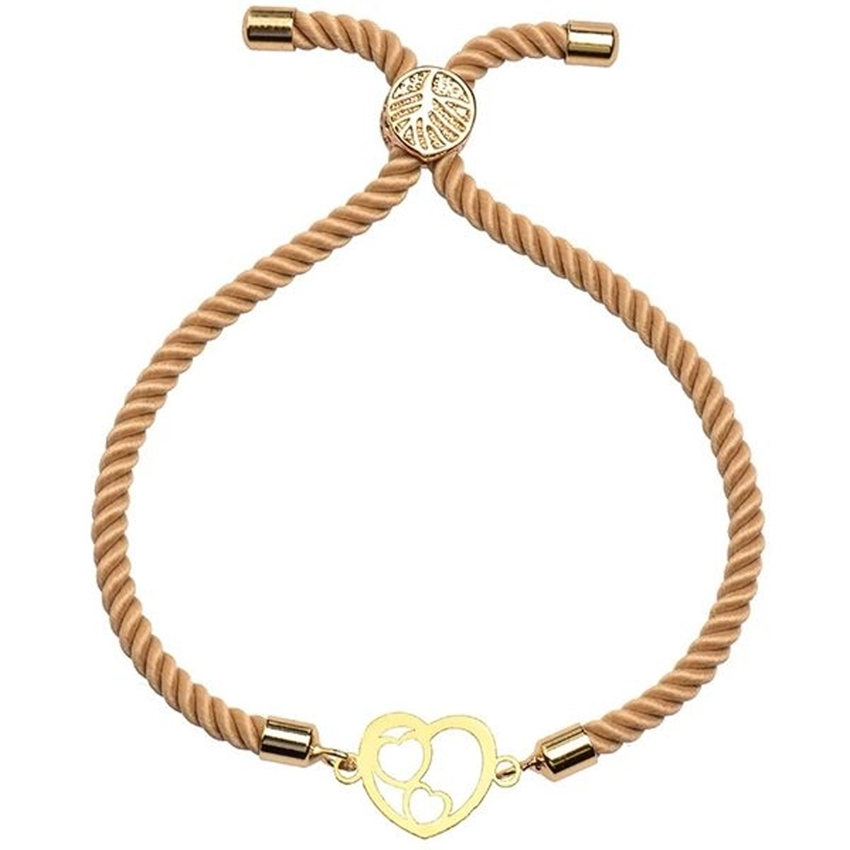 دستبند طلا زنانه با بافت مدل قلب زیبا کد 684