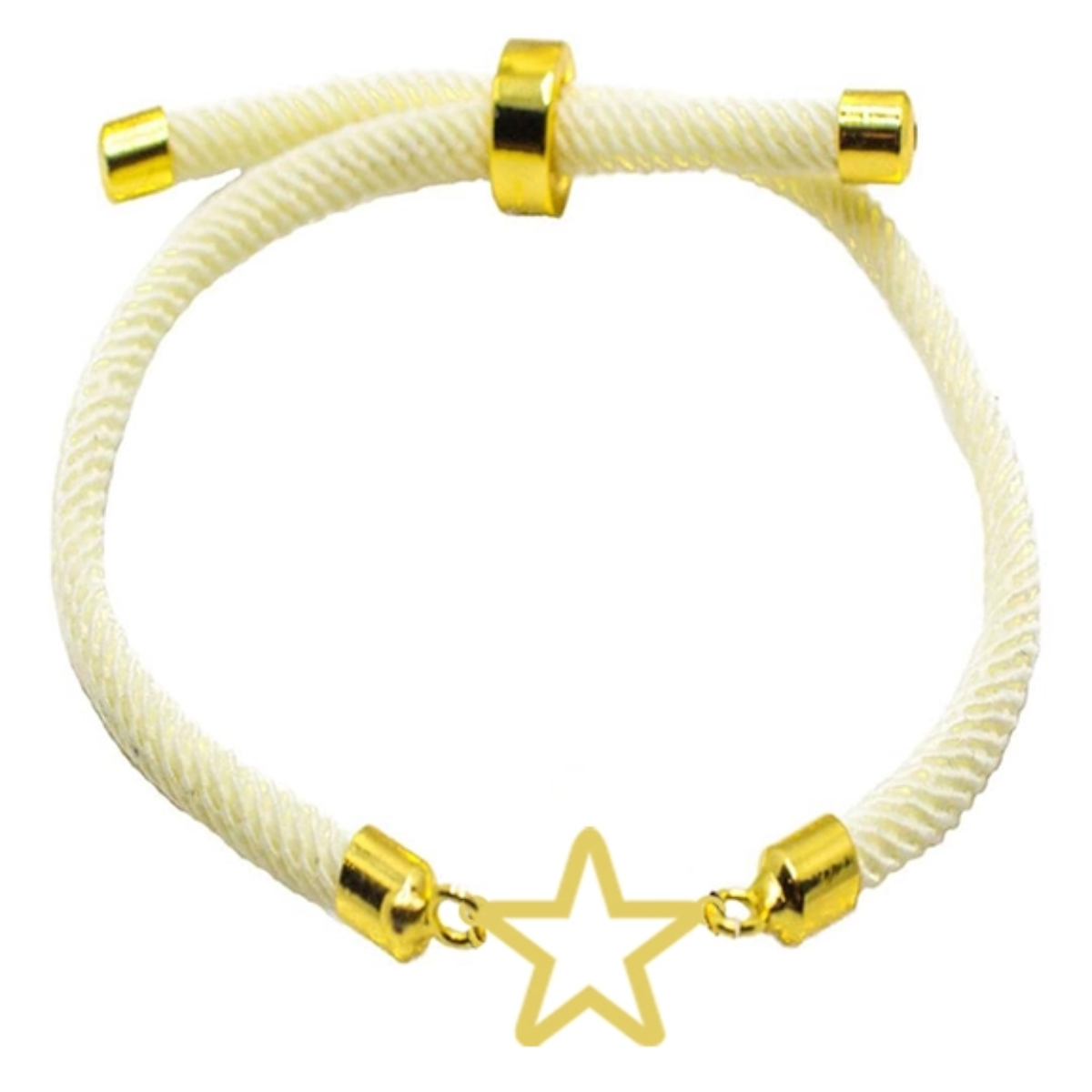 دستبند طلا زنانه شمیم گلد گالری مدل آسانسوری پلاک دار ستاره ای رنگ سفید شیری