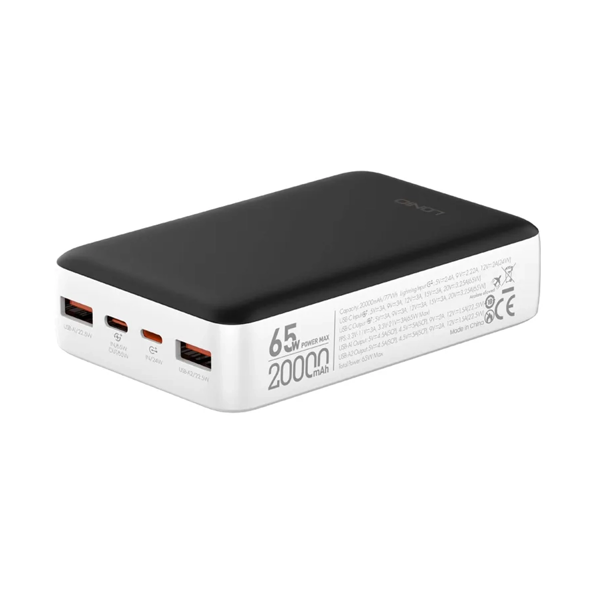 پاوربانک الدینیو مدل PQ27 ظرفیت 20000 میلی آمپر ساعت