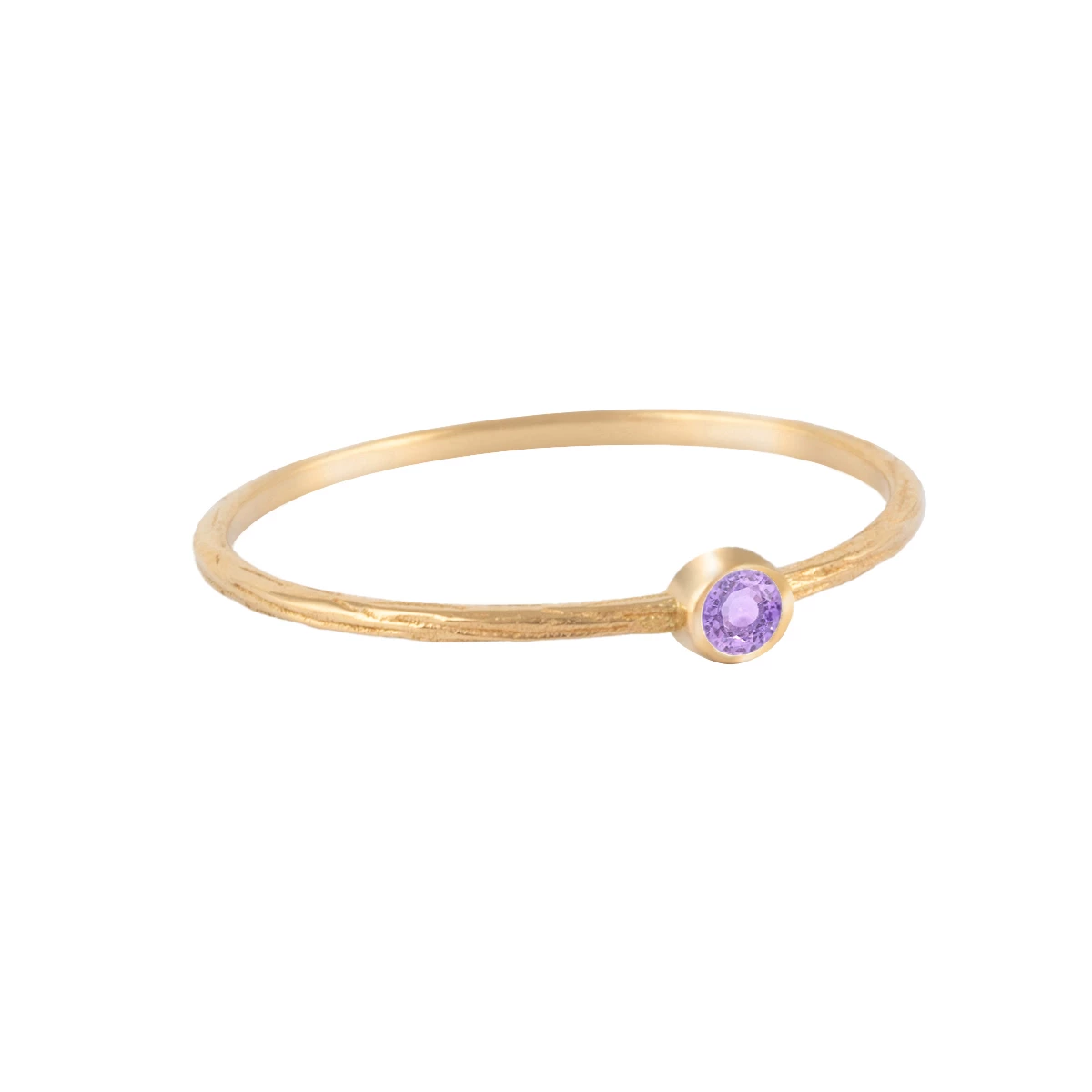 انگشتر طلای 18 عیار زنانه بان گالری مدل نگینی میلا بنفش