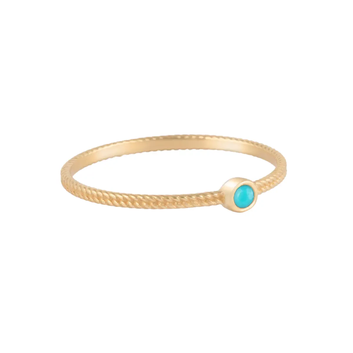 انگشتر طلای 18 عیار زنانه بان گالری مدل نگینی کارتیه ظریف فیروزه ای