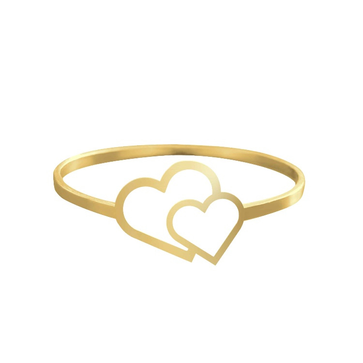 انگشتر طلا 18 عیار زنانه شمیم گلد گالری طرح دو قلب کد AA62